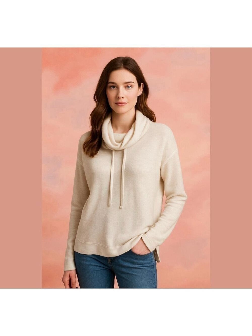 BANANA Republic Casual Ivory Pullover Turtleneck Sweater 100% Merino Wool Sz M